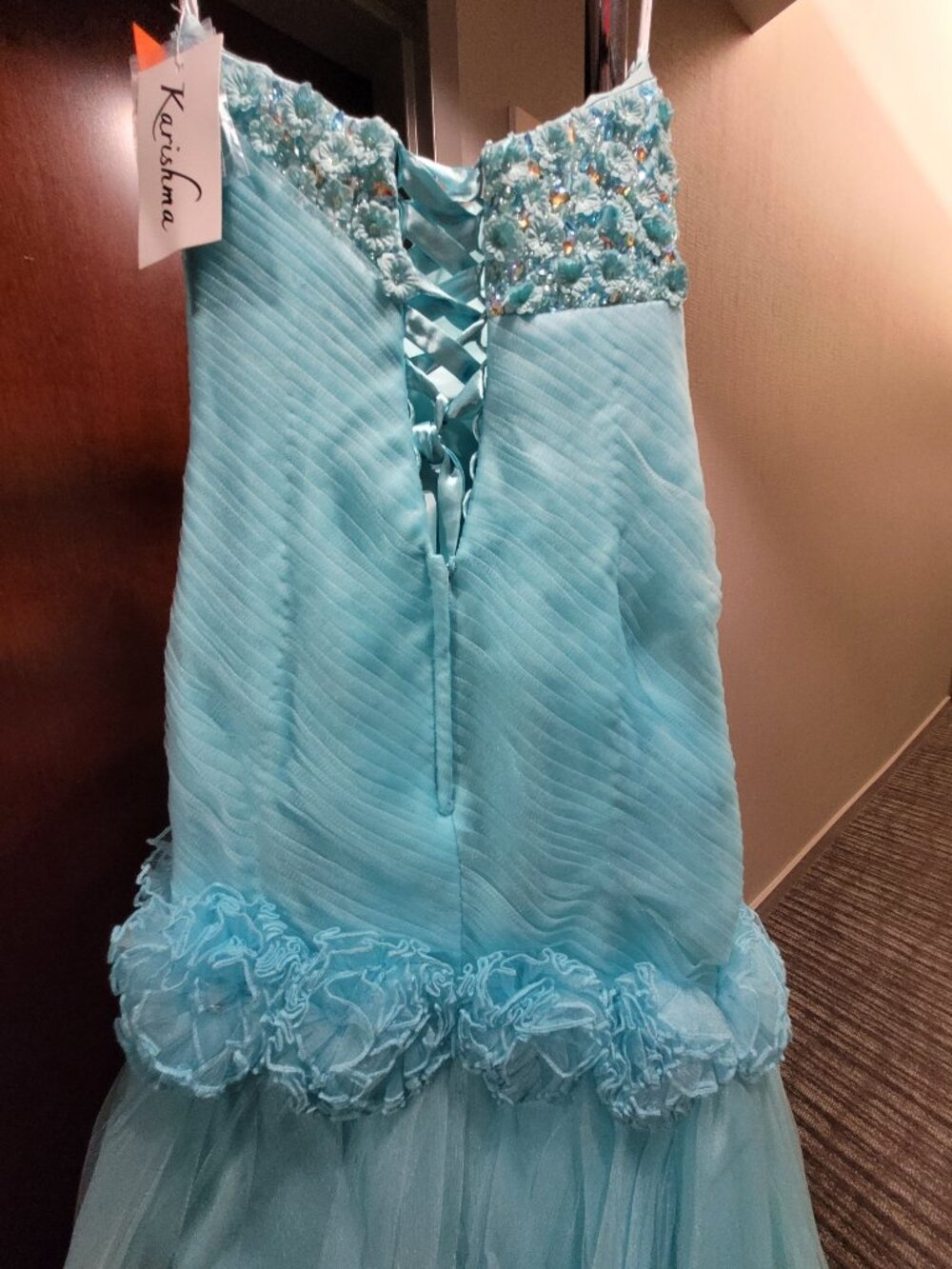 Karishma 3166 Size 4 Turquoise Prom Dress - Picture 4 of 4